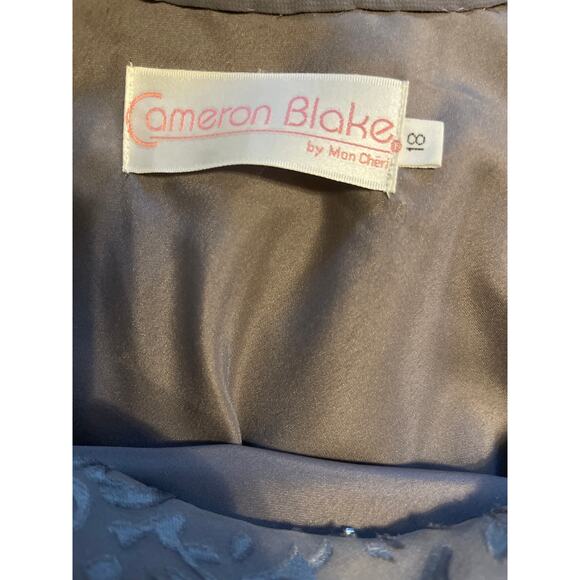 Cameron Blake by Mon Cheri Silk Tiered Midi Dress Jacket Beaded Silver Size 18 - Picture 6 of 6